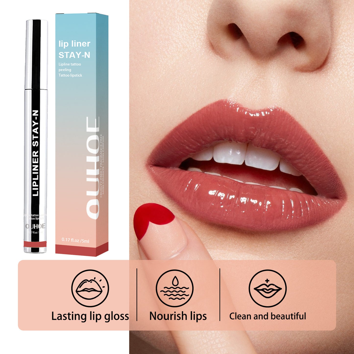 Burma Lip Liner Peel Pen Waterproof Long Lasting Plump Soft Lip Stain